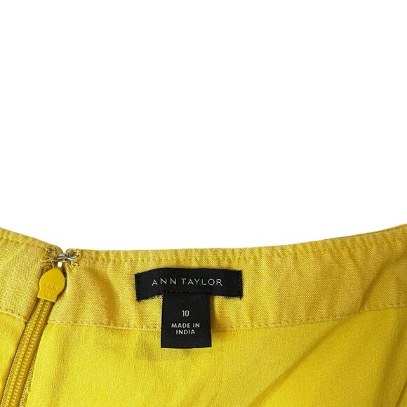 Ann Taylor Lyocell Linen Blend Wide Leg Jumpsuit Belted Buttons Solid Yellow 10 - Picture 6 of 8